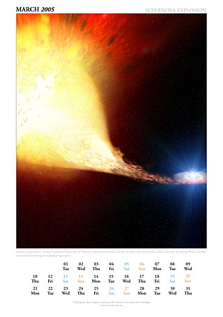 March 2005 - Supernova explosion (artist's impression)