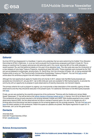 ESA/Hubble Science Newsletter - October 2016