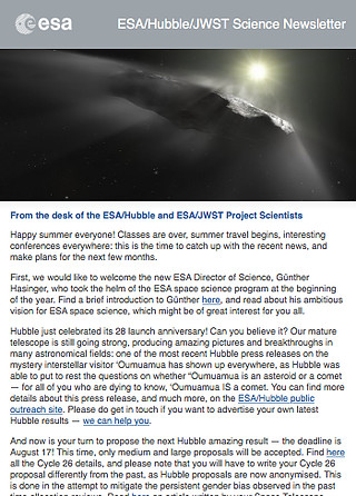 ESA/Hubble/JWST Science Newsletter - July 2018