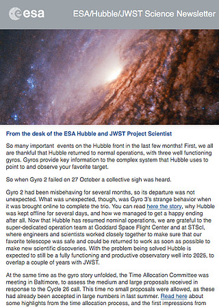 ESA/Hubble/JWST Science Newsletter - December 2018