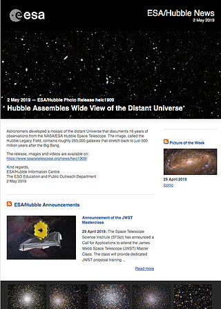 ESA/Hubble Photo Release heic1909 - Hubble Assembles Wide View of the Distant Universe