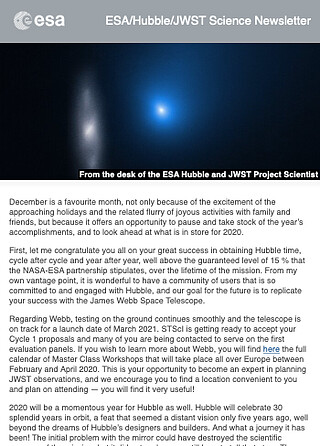 ESA/Hubble/JWST Science Newsletter - December 2019