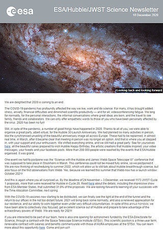 ESA/Hubble/JWST Science Newsletter - December 2020