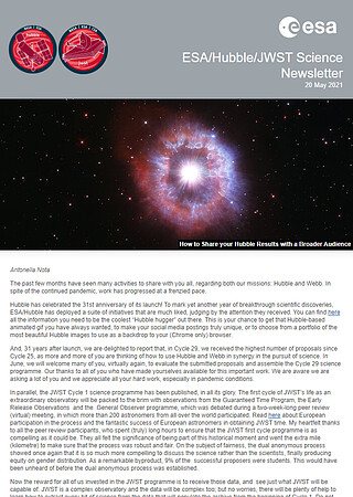 ESA/Hubble/JWST Science Newsletter - May 2021