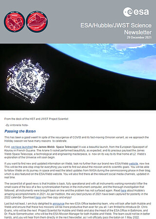 ESA/Hubble/JWST Science Newsletter - December 2021