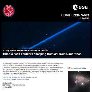 ESA/Hubble Photo Release heic2307 - Hubble sees boulders escaping from asteroid Dimorphos
