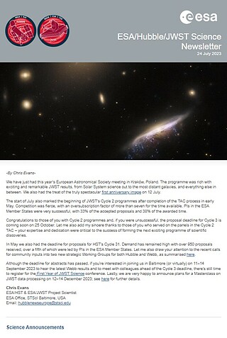 ESA/Hubble/Webb Science Newsletter - July 2023