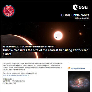 ESA/Hubble Science Release heic2311 - Hubble measures the size of the nearest transiting Earth-sized planet