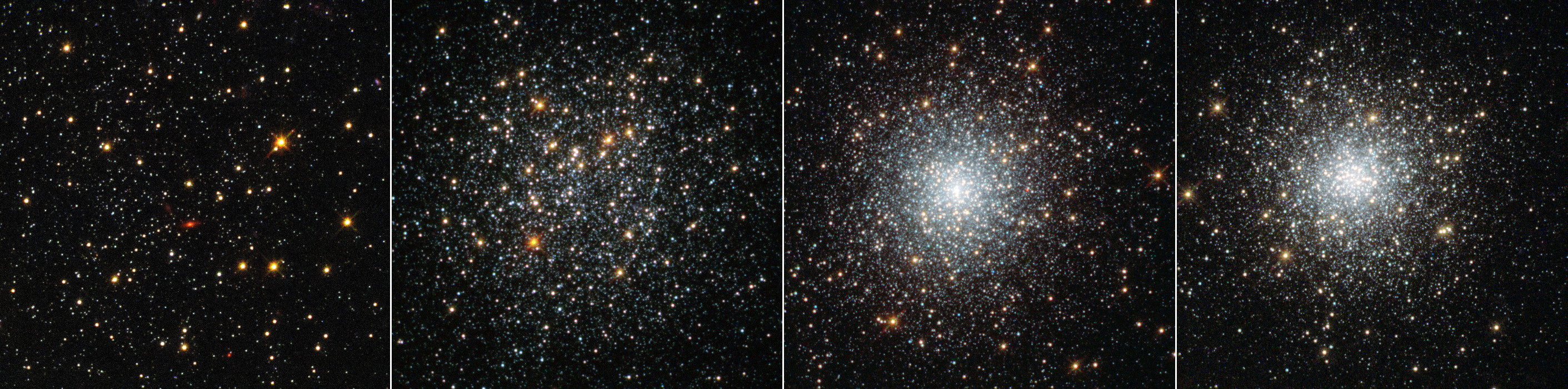This NASA/ESA Hubble Space Telescope image shows four globular clusters in the dwarf galaxy Fornax.