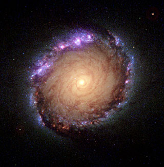 Composite ultraviolet-visible-infrared  
image of NGC 1512
