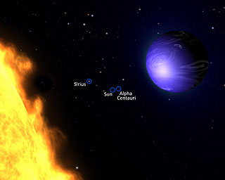 Exotic blue planet HD 189733b (labelled artist’s impression)