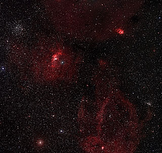 Region of M52 and Bubble Nebula.
