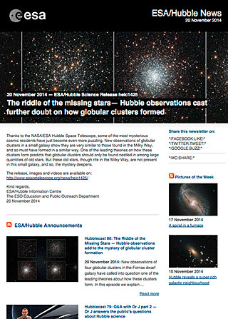 ESA/Hubble Science Release heic1425 - The riddle of the missing stars — Hubble observations cast further doubt on how globular clusters formed