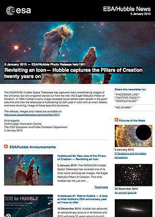 ESA/Hubble Photo Release heic1501 - Revisiting an icon — Hubble captures the Pillars of Creation twenty years on