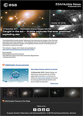 ESA/Hubble Science Release heic1525 - Caught in the act — Hubble captures first-ever predicted exploding star