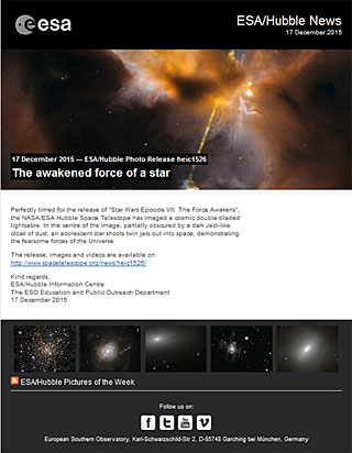 ESA/Hubble Photo Release heic1526 - The awakened force of a star