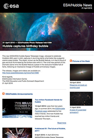 ESA/Hubble Photo Release heic1608 - Hubble captures birthday bubble
