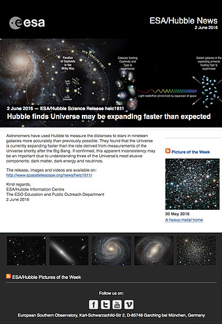 ESA/Hubble Science Release heic1611 - Hubble finds Universe may be expanding faster than expected