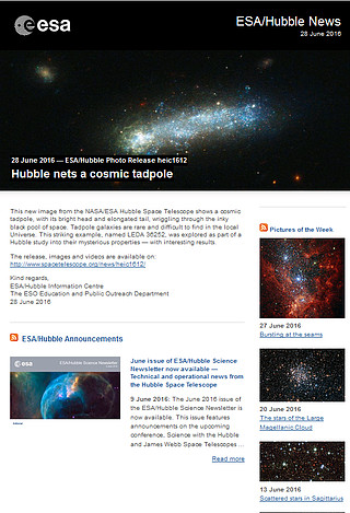 ESA/Hubble Photo Release heic1612 - Hubble nets a cosmic tadpole