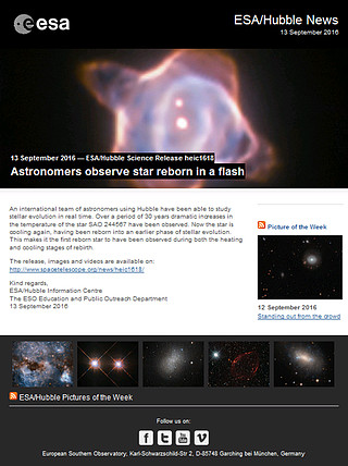 ESA/Hubble Science Release heic1618 - Astronomers observe star reborn in a flash