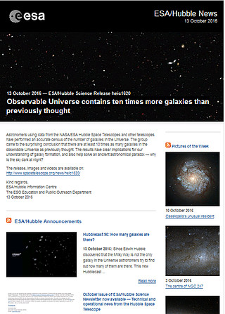 ESA/Hubble Science Release heic1620 - Observable Universe contains ten times more galaxies than previously thought