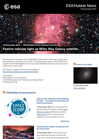 ESA/Hubble Photo Release heic1623 - Festive nebulae light up Milky Way Galaxy satellite