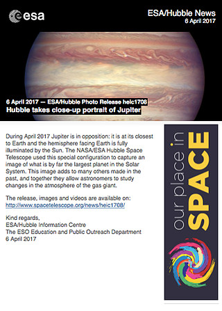 ESA/Hubble Photo Release heic1708 - Hubble takes close-up portrait of Jupiter