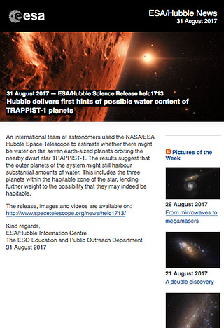 ESA/Hubble Science Release heic1713 - Hubble delivers first hints of  possible water content of TRAPPIST-1 planets