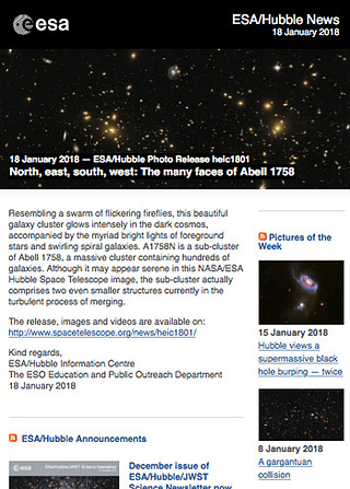 ESA/Hubble Photo Release heic1801 - North, east, south, west: The many faces of Abell 1758