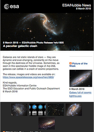ESA/Hubble Photo Release heic1805 - A peculiar galactic clash