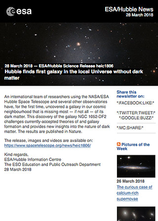 ESA/Hubble Science Release heic1806 - Hubble finds first galaxy in the local Universe without dark matter