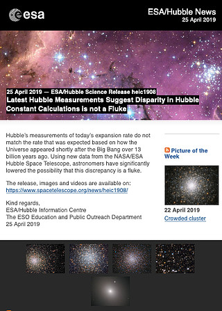 ESA/Hubble Science Release heic1908 - Latest Hubble Measurements Suggest Disparity in Hubble Constant Calculations is not a Fluke