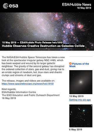 ESA/Hubble Photo Release heic1910 - Hubble Observes Creative Destruction as Galaxies Collide
