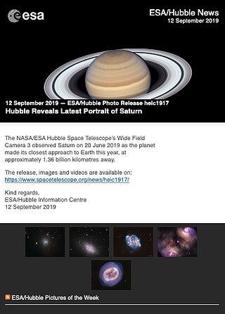 ESA/Hubble Photo Release heic1917 - Hubble Reveals Latest Portrait of Saturn