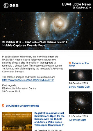 ESA/Hubble Photo Release heic1919 - Hubble Captures Cosmic Face
