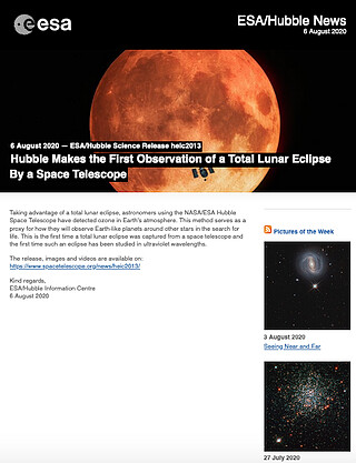 ESA/Hubble Science Release heic2013 - Hubble Makes the First Observation of a Total Lunar Eclipse By a Space Telescope